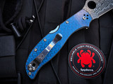 Spyderco Stretch 2 XL Blue Nishijin Glass Fiber Body w/ Damascus Plain Edge Blade (3.96") C258GFBLP