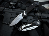 Microtech Gen III LUDT Auto Folder Black Aluminum Body w/ M390MK Stonewashed Partially Serrated Blade (3.5") 1135-11