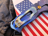 Medford Knives Praetorian Genesis T Folder "Solar Flare" Flamed/Blue Titanium Body w/ Bronzed Hardware/Flamed Clip and S45VN Tu