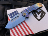 Medford Knives Praetorian Genesis T Folder "Solar Flare" Flamed/Blue Titanium Body w/ Bronzed Hardware/Flamed Clip and S45VN Tu