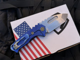 Medford Knives Praetorian Genesis T Folder "Solar Flare" Flamed/Blue Titanium Body w/ Bronzed Hardware/Flamed Clip and S45VN Tu