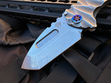 Medford Knives Praetorian Genesis T Folder Beadblast/Brushed Silver "Predator" Sculpted Titanium Body w/ Flamed hardware/Clip a