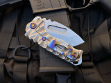 Medford Knives Praetorian Genesis T Folder Beadblast/Brushed Silver "Predator" Sculpted Titanium Body w/ Flamed hardware/Clip a