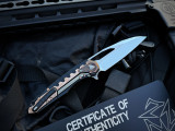 Marfione Custom Sigil Folder DLC Two Tone Copper Body w/ Hand Stippled Copper Plate and Elmax Mirror Polished Plain Edge Blade