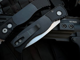 Pro-Tech Knives TR-2 Black Semi Textured Aluminum Body w/ Deep Carry Pocket Clip and Magnacut Stonewashed Plain Edge Blade (3.1
