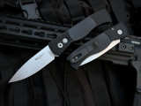 Pro-Tech Knives TR-2 Black Semi Textured Aluminum Body w/ Deep Carry Pocket Clip and Magnacut Stonewashed Plain Edge Blade (3.1