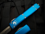Microtech Ultratech D/E Blue Aluminum Body w/ Stonewashed Plain Edge Blade (3.4") 122-10BL