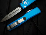 Microtech Ultratech D/E Blue Aluminum Body w/ Stonewashed Plain Edge Blade (3.4") 122-10BL