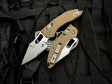 Microtech Stitch RAM-LOK Folder Fluted Tan G10 Body w/ Stonewashed Partially Serrated (3.75") 169RL-11FLGTTA