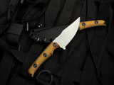 WelMade Brawler Fixed Blade Scorched Natural Micarta Handles w/ Blue Titanium Hardware and 154CM Stonewashed Plain Edge Blade (