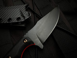 WelMade Brawler Fixed Blade Black/Red G10 Handles w/ Bronzed Titanium Hardware and 154CM Black PVD Plain Edge Blade (3")