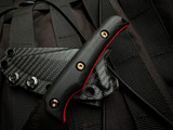 WelMade Brawler Fixed Blade Black/Red G10 Handles w/ Bronzed Titanium Hardware and 154CM Black PVD Plain Edge Blade (3")