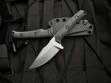 WelMade Brawler Fixed Blade Black Micarta Handles w/ Bronzed Titanium Hardware and 154CM Stonewashed Plain Edge Blade (3")