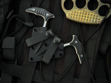 Microtech Double Bee Wharnclifee Push Dagger Fixed Blade Set Black G10 Handles w/ Bead Blast Full Serrated Blade (2.5") 218D-9GTBKS