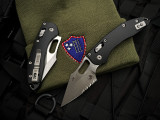 Microtech RAM-LOK Stitch Folder Fluted Black Aluminum Body w/ Apocalyptic Partially Serrated Blade (3.75") 169RL-11APFL