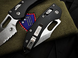 Microtech RAM-LOK Stitch Folder Fluted Black Aluminum Body w/ Stonewashed Partially Serrated Blade (3.75") 169RL-11FL