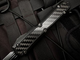 Microtech Makora D/E Signature Series Shadow Black Carbon FIber Inlaid Body w/ DLC Hardware and DLC Plain Edge Blade (3.4") 206