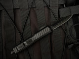 Microtech Makora D/E Signature Series Shadow Black Carbon FIber Inlaid Body w/ DLC Hardware and DLC Plain Edge Blade (3.4") 206