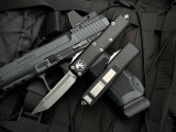 Microtech UTX-85 T/E Black Aluminum Body w/ Magnacut Stonewashed Plain Edge Blade (3.1") 233-10