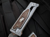 Reate Exo Mini Gravity Knife Titanium Burlap Inlaid Body w/ CPM 3V Stonewashed Double Edge Plain Blade (2.6”)