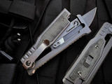 Reate Exo Mini Gravity Knife Titanium Black Micarta Inlaid Body w/ CPM 3V Stonewashed Drop Point Plain Blade (2.6”)