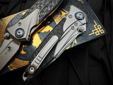 Microtech Socom Bravo Mini S/E Titanium/Carbon Fiber Body w/ Blue Titanium Pivot Collar and Beadblast Plain Edge Blade (3.5") 2