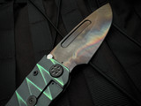 Medford Knives Marauder-H Folder Cement/Green "Lightning" Sculpted Body w/ Green Hardware/Pocket Clip and S45VN Vulcan Drop Poi