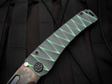 Medford Knives Marauder-H Folder Cement/Green "Lightning" Sculpted Body w/ Green Hardware/Pocket Clip and S45VN Vulcan Drop Poi