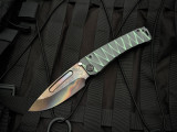 Medford Knives Marauder-H Folder Cement/Green "Lightning" Sculpted Body w/ Green Hardware/Pocket Clip and S45VN Vulcan Drop Poi