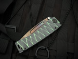 Medford Knives Marauder-H Folder Cement/Green "Lightning" Sculpted Body w/ Green Hardware/Pocket Clip and S45VN Vulcan Drop Poi