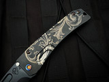 Medford Knives Slim Midi Folder DLC "Ghost Laurel Leaf Filligree" Titanium Body and Flamed Hardware/Pocket Clip w/ S45Vn DLC Tanto Plain Edge Blade (3.25")