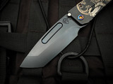 Medford Knives Slim Midi Folder DLC "Ghost Laurel Leaf Filligree" Titanium Body and Flamed Hardware/Pocket Clip w/ S45Vn DLC Tanto Plain Edge Blade (3.25")