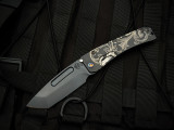 Medford Knives Slim Midi Folder DLC "Ghost Laurel Leaf Filligree" Titanium Body and Flamed Hardware/Pocket Clip w/ S45Vn DLC Tanto Plain Edge Blade (3.25")