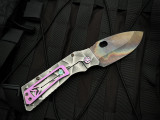 Medford TFF-1 Folder Beadblast/Brushed "Stained Glass" Titanium Body w/ Green/Pink Hardware and S45VN Vulcan Blade (4")