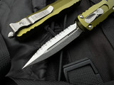 Microtech Dirac D/E OD Green Aluminum Body w/ Stonewashed Full Serrated Blade (2.92") 225-12OD