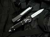 Microtech Ultratech D/E "Steam Boat Willie" Black Aluminum Body w/ Plain Edge Blade (3.4") 122-1SB