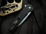 Pro-Tech Malibu Flipper Black Aluminum Body w/ Magancut Stonewashed Wharncliffe Plain Edge Blade (3.25") 5301