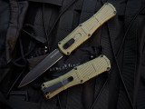 Benchmade Claymore OTF D/E Ranger Green Grivory Body w/ CPM-D2 Smoke Grey Plain Edge Blade (3.89") 3370GY-1