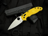 Spyderco Manix 2 Salt Series Yellow Lightweight Body w/ CPM Magnacut Plain Edge Blade (3.37") C101PYL2
