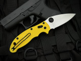 Spyderco Manix 2 Salt Series Yellow Lightweight Body w/ CPM Magnacut Plain Edge Blade (3.37") C101PYL2