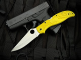 Spyderco Stretch 2 XL Salt Series Yellow Lightweight Body w/ H2 Plain Edge Blade (4") C258PYL