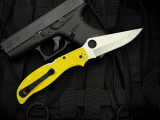 Spyderco Stretch 2 XL Salt Series Yellow Lightweight Body w/ H2 Plain Edge Blade (4") C258PYL