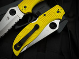 Spyderco Stretch 2 XL Salt Series Yellow Lightweight Body w/ H2 Full Serrated Blade (4") C258SYL