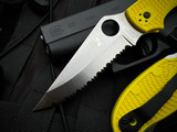 Spyderco Stretch 2 XL Salt Series Yellow Lightweight Body w/ H2 Full Serrated Blade (4") C258SYL