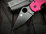 Spyderco Paramilitary 3 Folder Pink Lightweight Body w/ CTS BD1N Black Plain Edge Blade (2.95") C223PPNBK