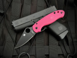 Spyderco Paramilitary 3 Folder Pink Lightweight Body w/ CTS BD1N Black Plain Edge Blade (2.95") C223PPNBK
