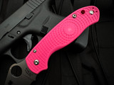 Spyderco Paramilitary 3 Folder Pink Lightweight Body w/ CTS BD1N Stonewashed Plain Edge Blade (2.95") C223PPN