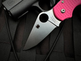 Spyderco Paramilitary 3 Folder Pink Lightweight Body w/ CTS BD1N Stonewashed Plain Edge Blade (2.95") C223PPN