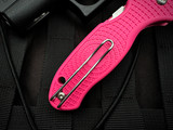 Spyderco Paramilitary 3 Folder Pink Lightweight Body w/ CTS BD1N Stonewashed Plain Edge Blade (2.95") C223PPN