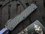 CONSIGNMENT Marfione Custom Combat Troodon D/E Blue Twill Carbon Fiber Topped Body w/ Blue Ringed Titanium Hardware and Blued M